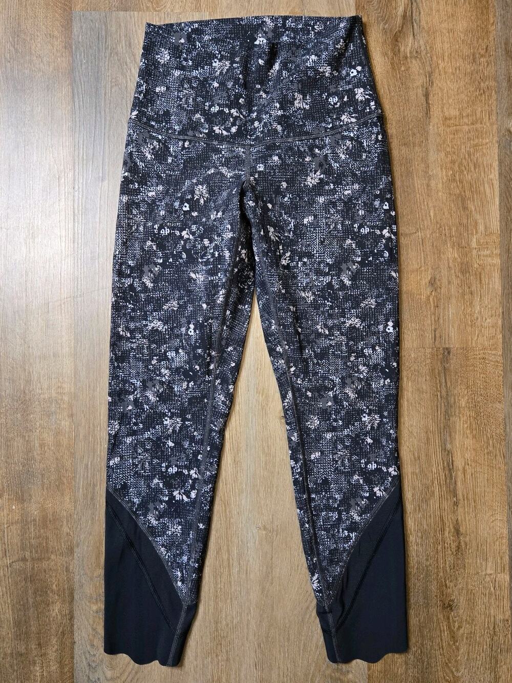 Lululemon Wunder Under HR Crop 23" Roll Down Scalloped Floral Spritz Size 4